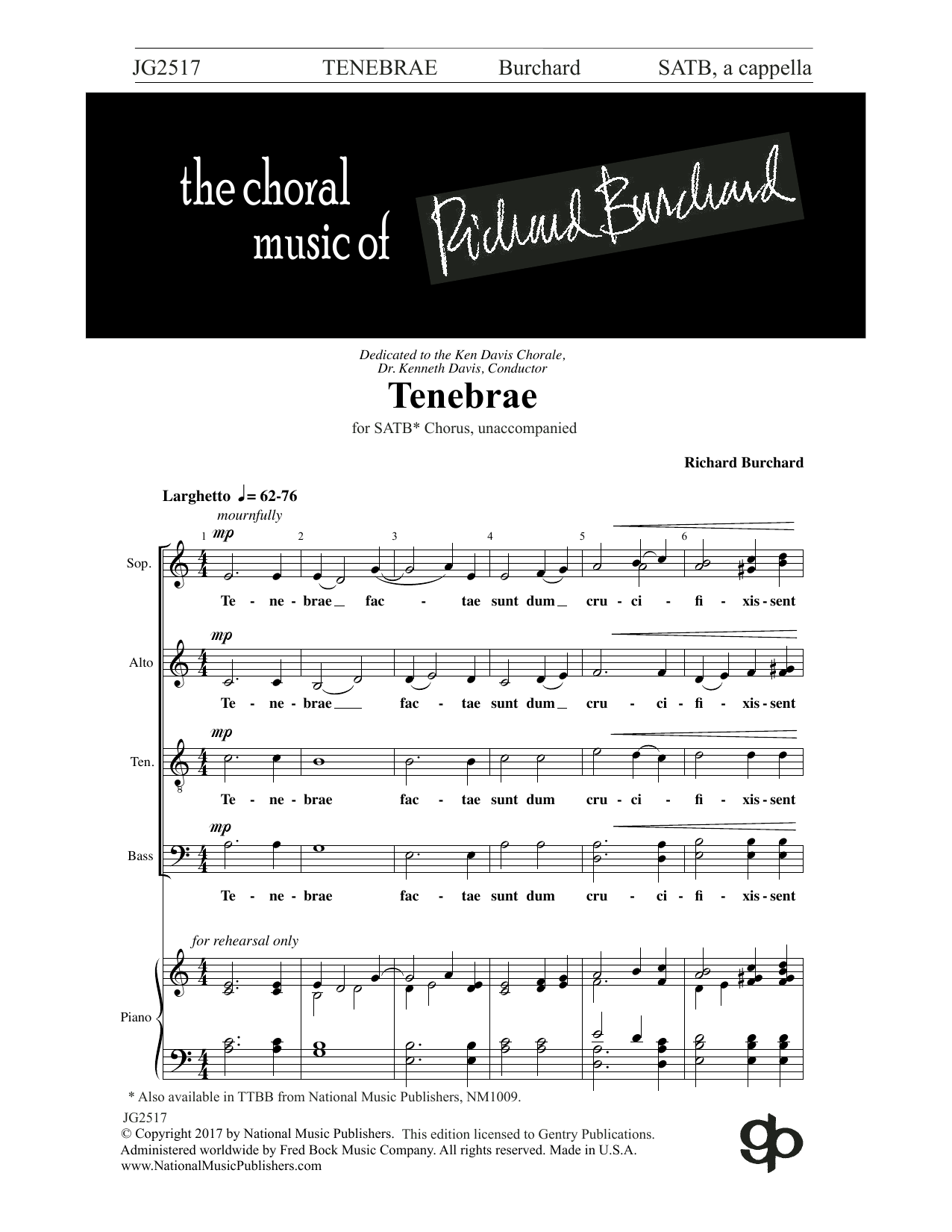 Richard Burchard Tenebrae Sheet Music Notes & Chords for Choral - Download or Print PDF