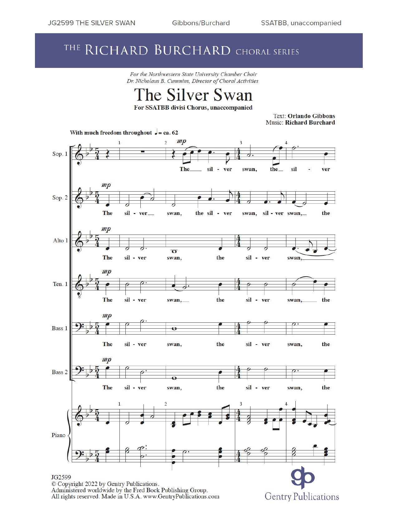 Richard Burchard The Silver Swan Sheet Music Notes & Chords for Choir - Download or Print PDF