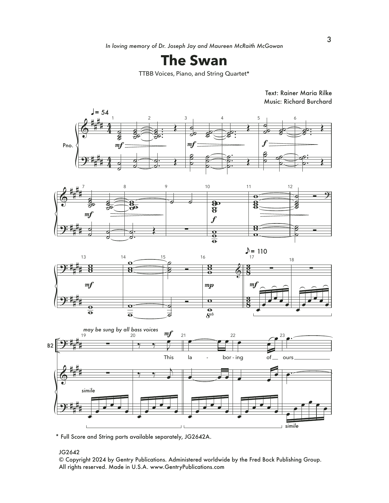 Richard Burchard The Swan Sheet Music Notes & Chords for TTBB Choir - Download or Print PDF