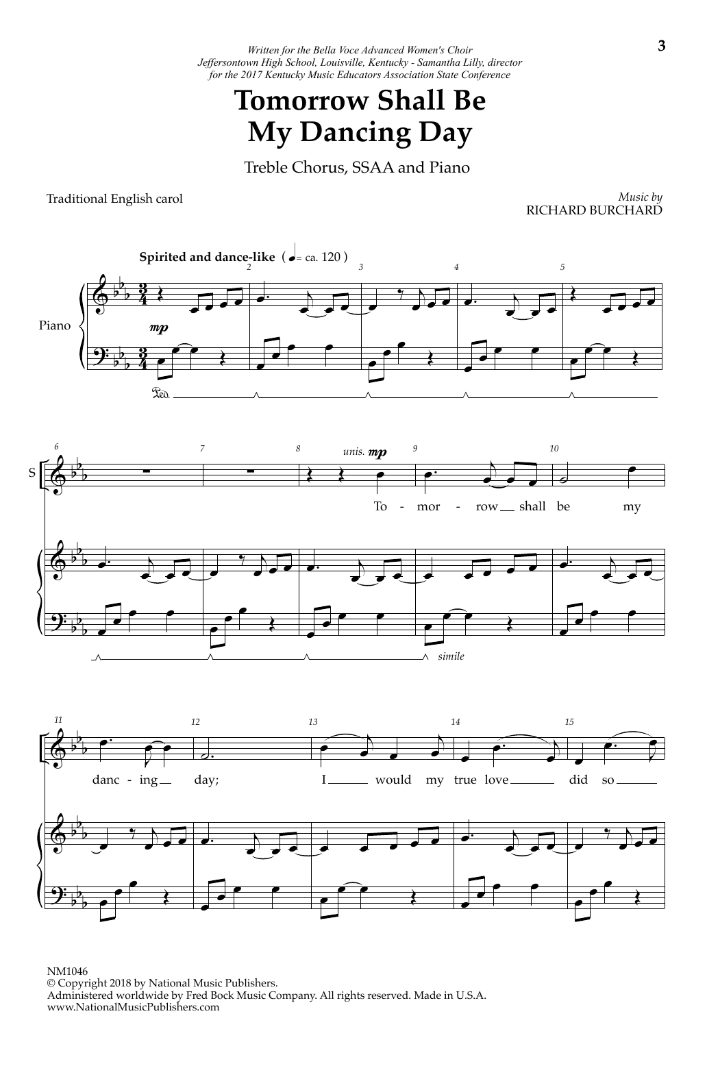 Richard Burchard Tomorrow Shall Be My Dancing Day Sheet Music Notes & Chords for SSA Choir - Download or Print PDF