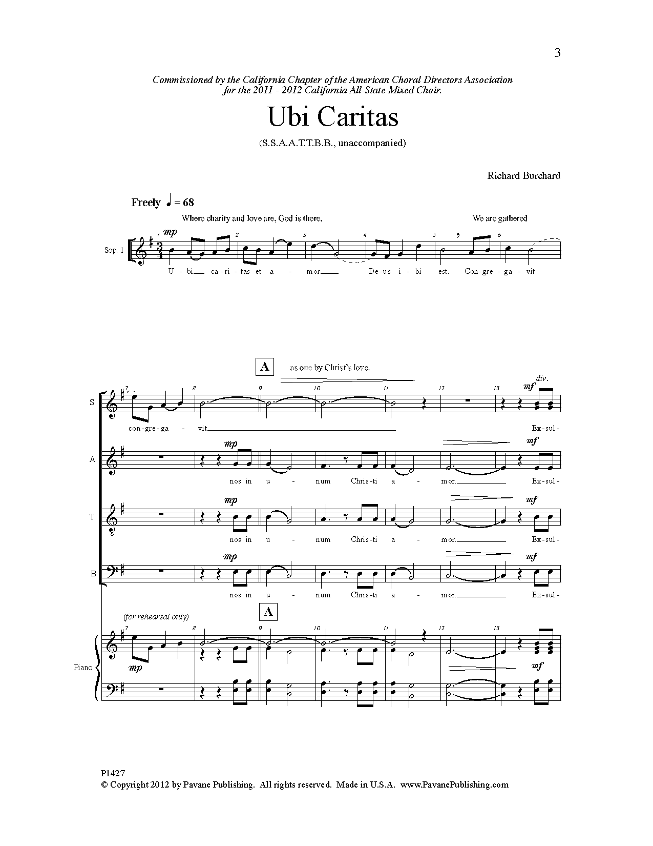 Richard Burchard Ubi Caritas Sheet Music Notes & Chords for Choral - Download or Print PDF