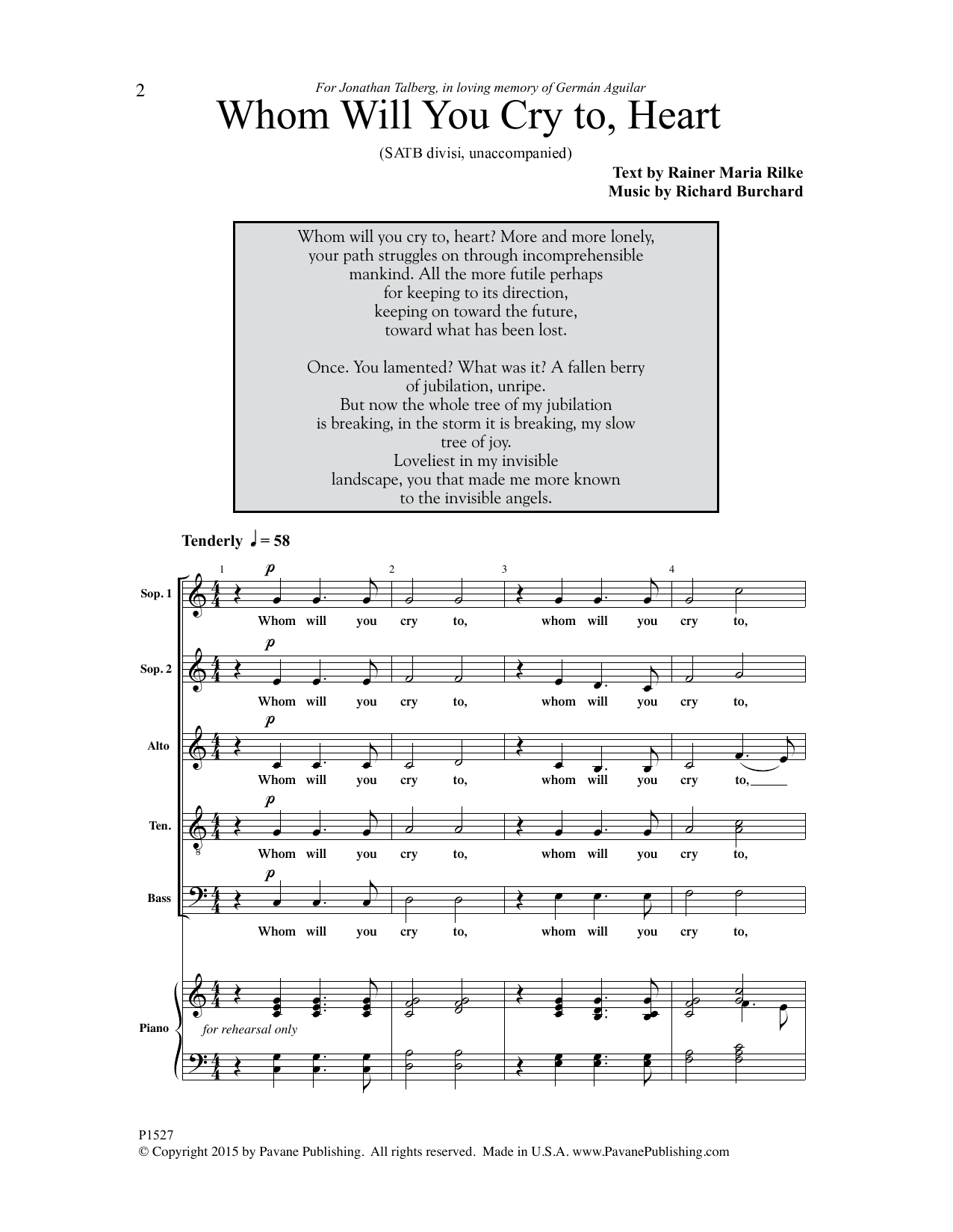 Richard Burchard Whom Will You Cry To, Heart? Sheet Music Notes & Chords for Choral - Download or Print PDF