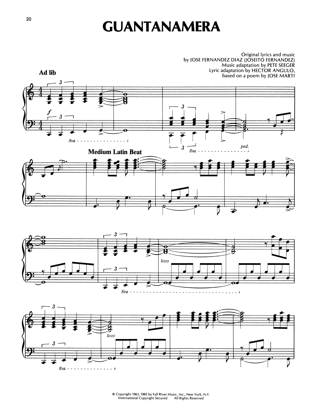Richard Clayderman Guantanamera Sheet Music Notes & Chords for Piano Solo - Download or Print PDF