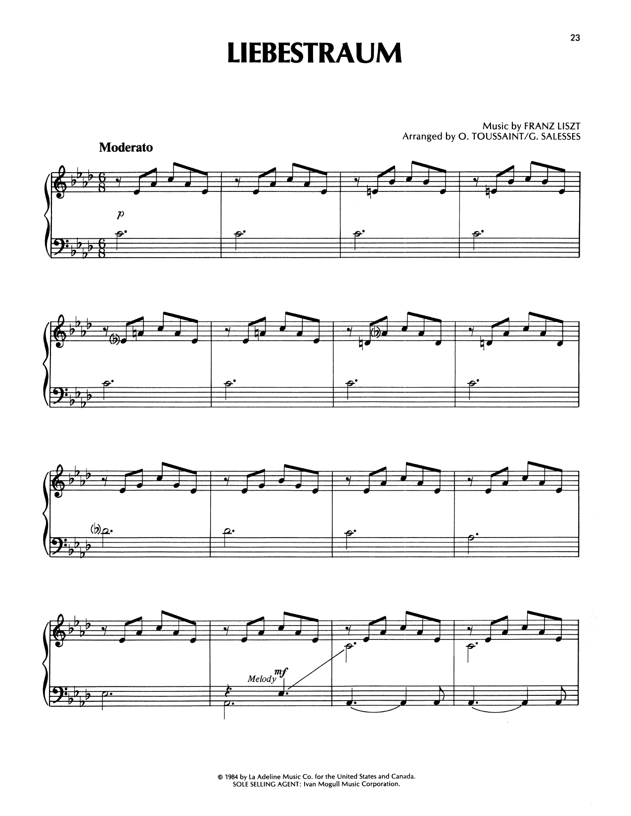 Richard Clayderman Liebestraum No. 3 (Dream Of Love) Sheet Music Notes & Chords for Piano Solo - Download or Print PDF