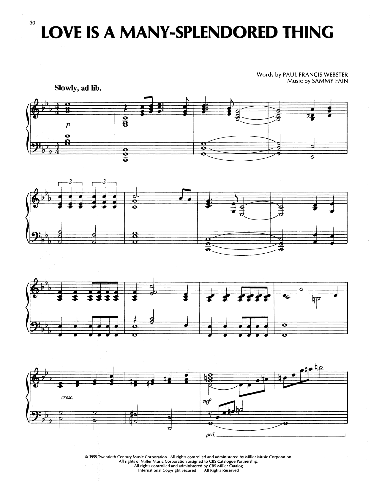 Richard Clayderman Love Is A Many-Splendored Thing Sheet Music Notes & Chords for Piano Solo - Download or Print PDF