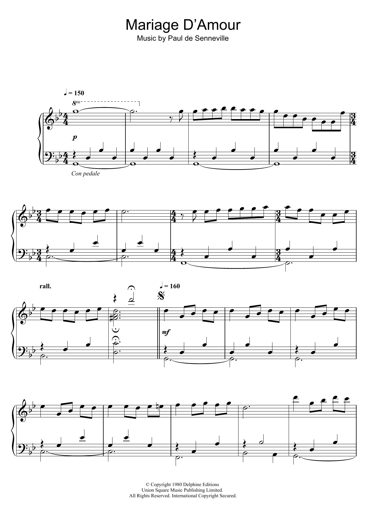 Richard Clayderman Mariage D'Amour Sheet Music Notes & Chords for Piano - Download or Print PDF
