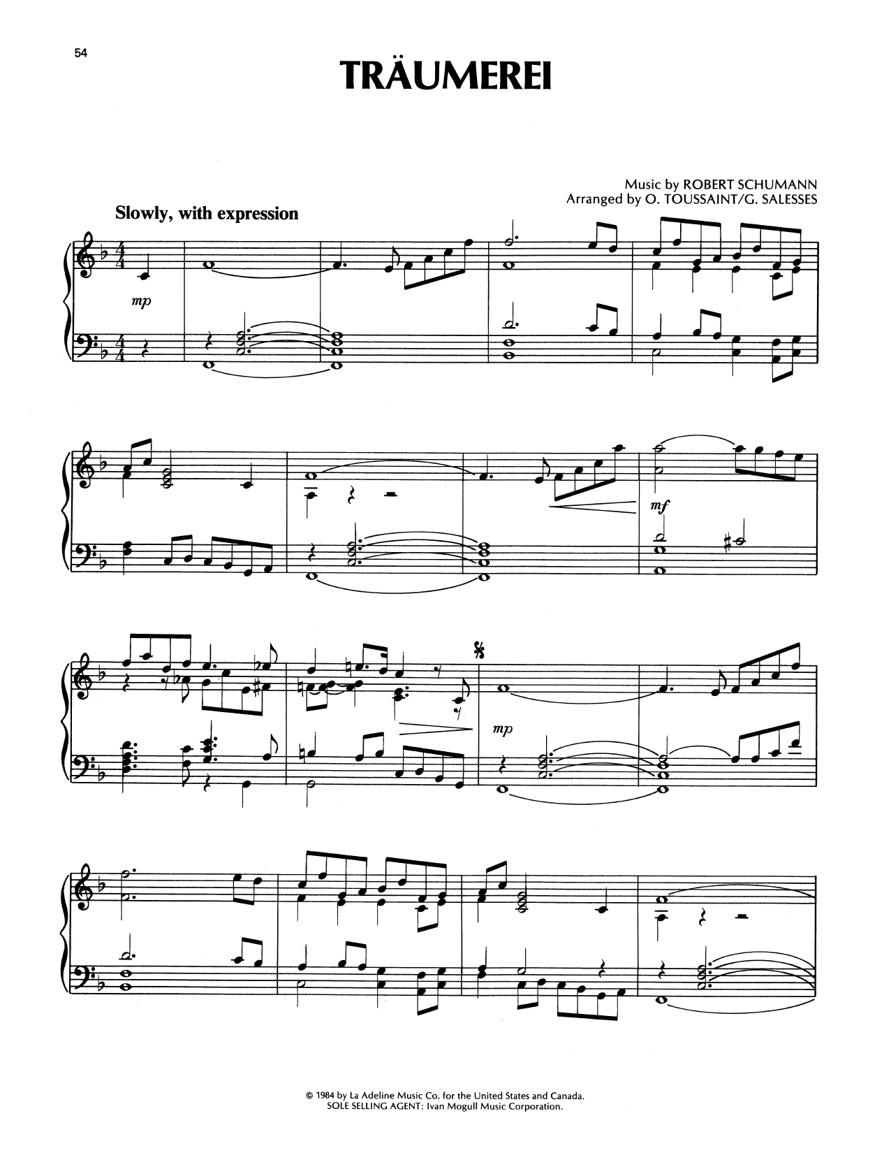 Richard Clayderman Traumerei (Dreaming), Op. 15, No. 7 Sheet Music Notes & Chords for Piano Solo - Download or Print PDF