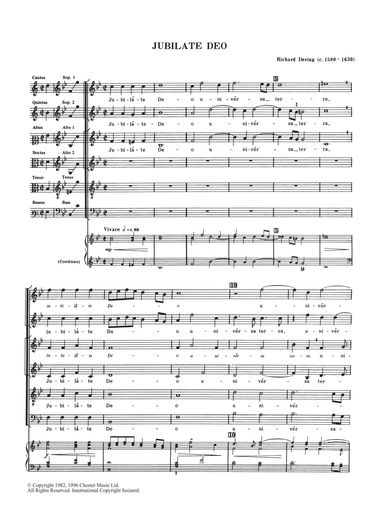 Richard Dering Jubilate Deo Sheet Music Notes & Chords for Choral SAATB - Download or Print PDF