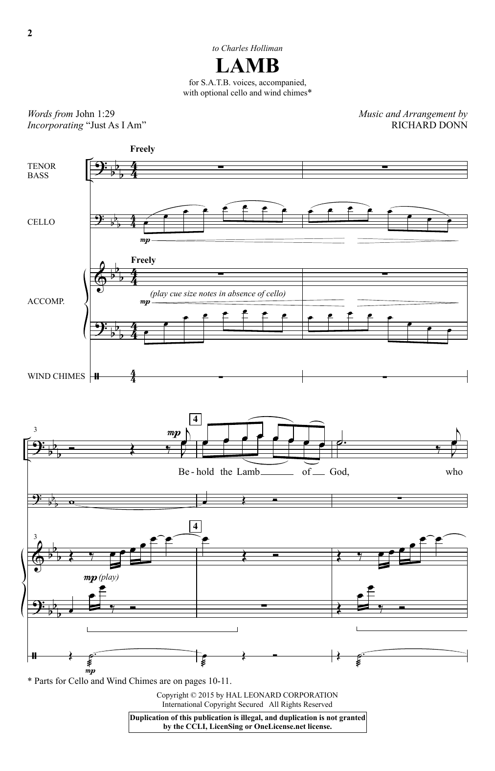 Richard Donn Lamb Sheet Music Notes & Chords for SATB - Download or Print PDF