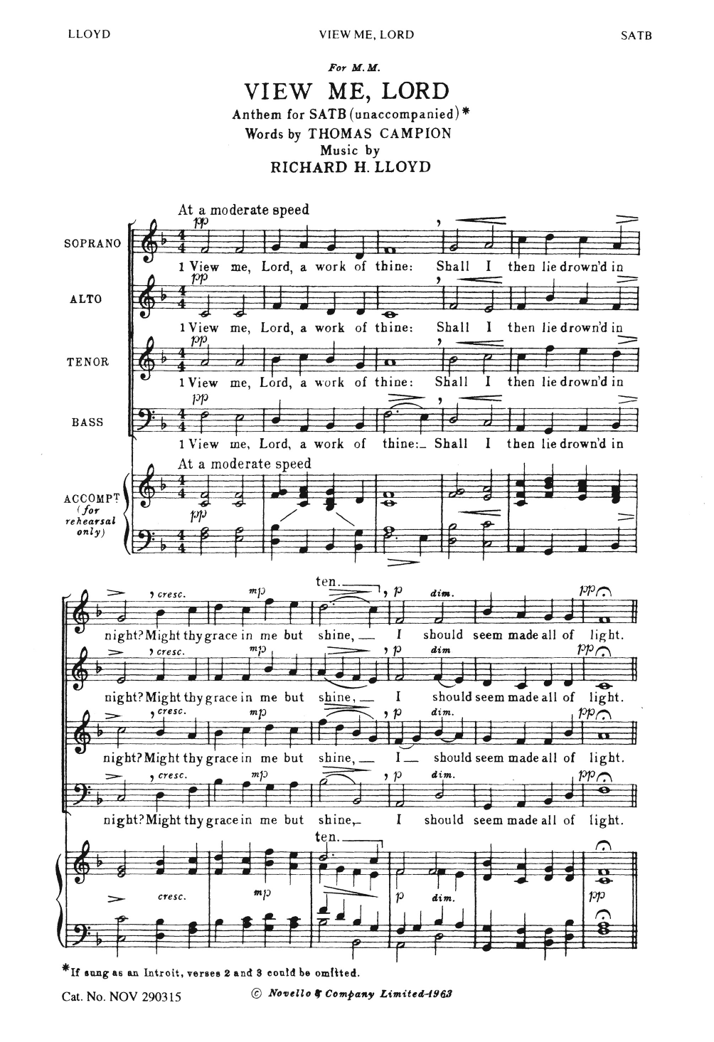 Richard H. Lloyd View Me Lord Sheet Music Notes & Chords for Choral - Download or Print PDF