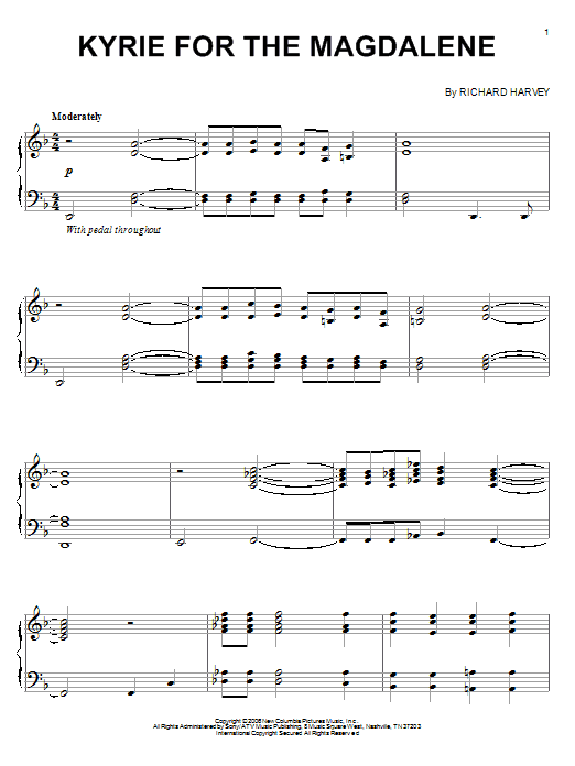 Richard Harvey Kyrie For The Magdalene Sheet Music Notes & Chords for Easy Piano - Download or Print PDF