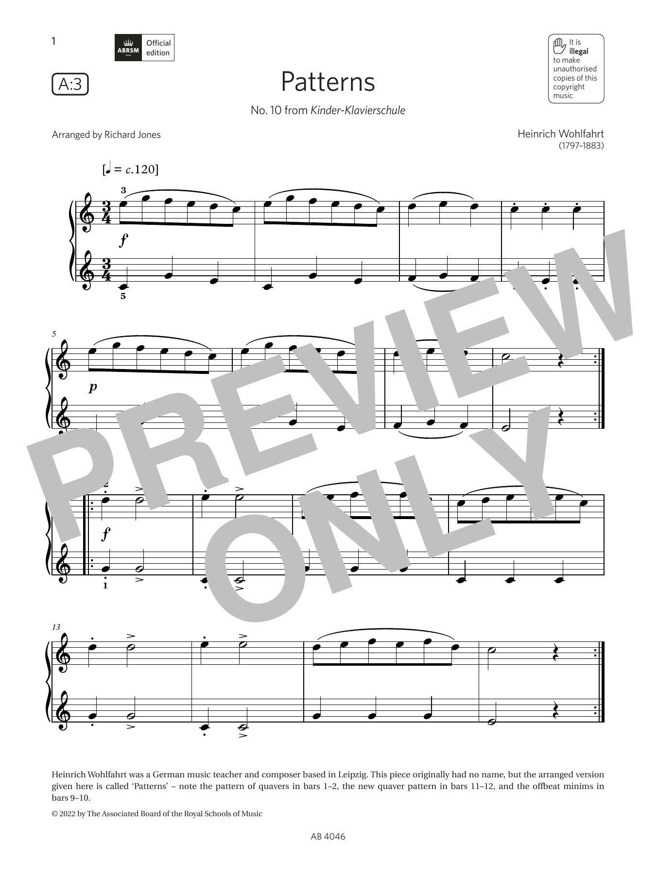 Richard Jones Patterns (Grade Initial, list A3, from the ABRSM Piano Syllabus 2023 & 2024) Sheet Music Notes & Chords for Piano Solo - Download or Print PDF