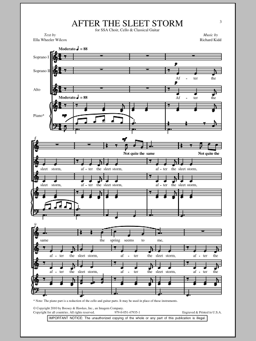 Richard Kidd After The Sleet Storm Sheet Music Notes & Chords for SSA - Download or Print PDF