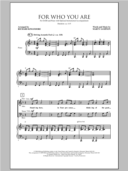 Richard Kingsmore For Who You Are Sheet Music Notes & Chords for SATB - Download or Print PDF