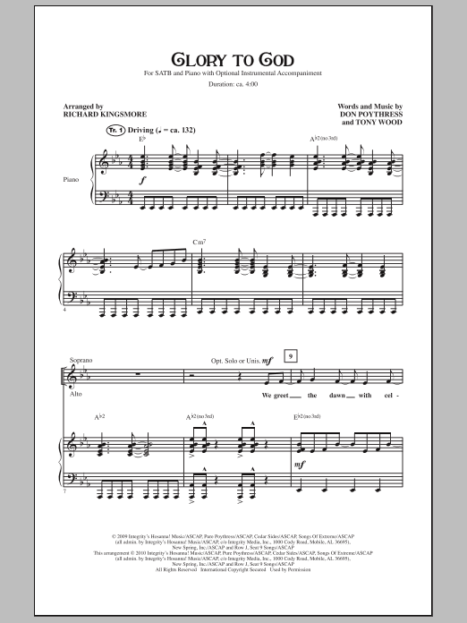 Richard Kingsmore Glory To God Sheet Music Notes & Chords for SATB - Download or Print PDF
