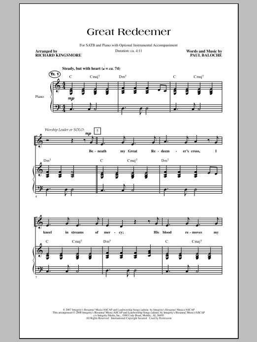 Richard Kingsmore Great Redeemer Sheet Music Notes & Chords for SATB - Download or Print PDF