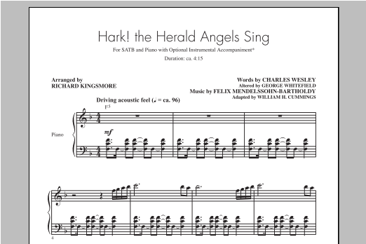 Traditional Carol Hark! The Herald Angels Sing (arr. Richard Kingsmore) Sheet Music Notes & Chords for SATB - Download or Print PDF