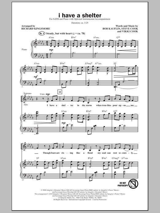 Richard Kingsmore I Have A Shelter Sheet Music Notes & Chords for SATB - Download or Print PDF