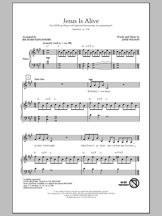 Richard Kingsmore Jesus Is Alive Sheet Music Notes & Chords for SATB - Download or Print PDF