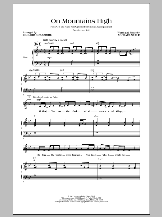 Richard Kingsmore On Mountains High Sheet Music Notes & Chords for SATB - Download or Print PDF