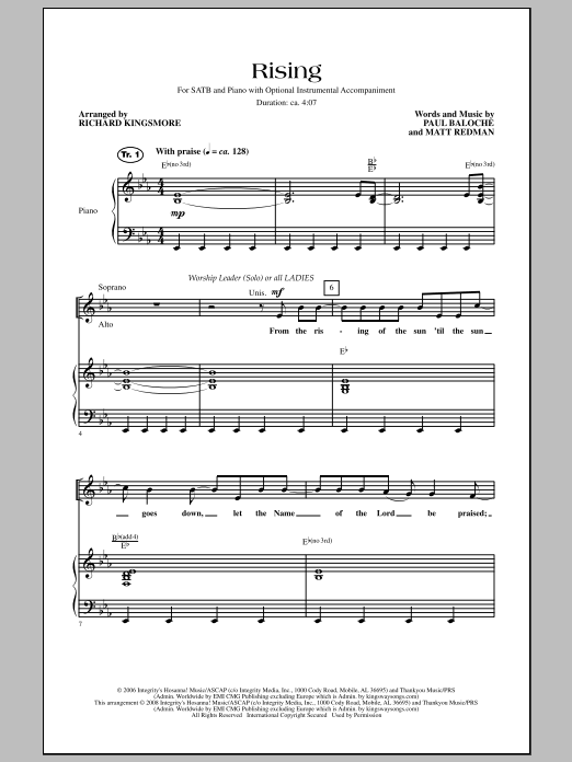 Richard Kingsmore Rising Sheet Music Notes & Chords for SATB - Download or Print PDF