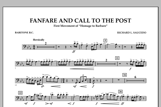 Richard L. Saucedo Fanfare and Call to the Post - Baritone B.C. Sheet Music Notes & Chords for Concert Band - Download or Print PDF