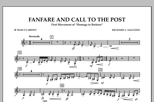Richard L. Saucedo Fanfare and Call to the Post - Bb Bass Clarinet Sheet Music Notes & Chords for Concert Band - Download or Print PDF