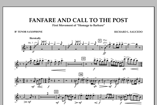Richard L. Saucedo Fanfare and Call to the Post - Bb Tenor Saxophone Sheet Music Notes & Chords for Concert Band - Download or Print PDF