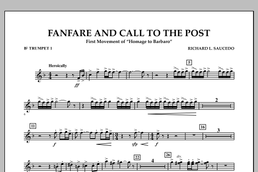 Richard L. Saucedo Fanfare and Call to the Post - Bb Trumpet 1 Sheet Music Notes & Chords for Concert Band - Download or Print PDF