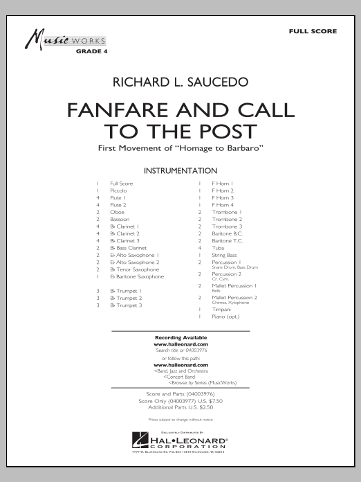 Richard L. Saucedo Fanfare and Call to the Post - Conductor Score (Full Score) Sheet Music Notes & Chords for Concert Band - Download or Print PDF