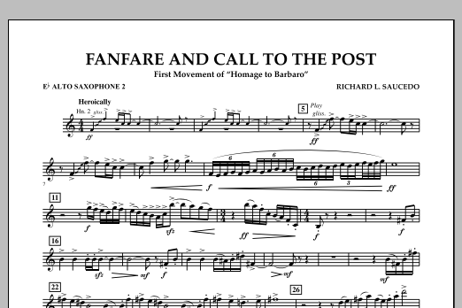 Richard L. Saucedo Fanfare and Call to the Post - Eb Alto Saxophone 2 Sheet Music Notes & Chords for Concert Band - Download or Print PDF