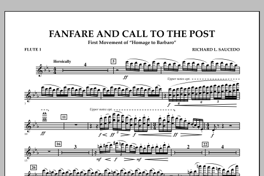 Richard L. Saucedo Fanfare and Call to the Post - Flute 1 Sheet Music Notes & Chords for Concert Band - Download or Print PDF