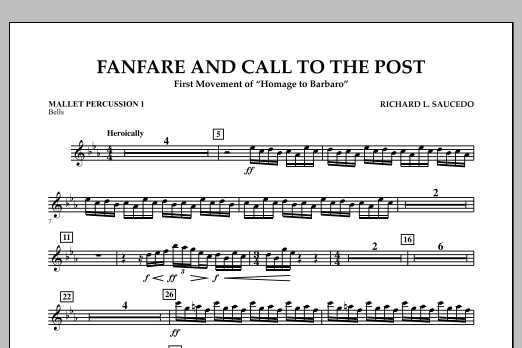 Richard L. Saucedo Fanfare and Call to the Post - Mallet Percussion 1 Sheet Music Notes & Chords for Concert Band - Download or Print PDF