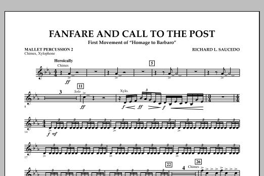 Richard L. Saucedo Fanfare and Call to the Post - Mallet Percussion 2 Sheet Music Notes & Chords for Concert Band - Download or Print PDF
