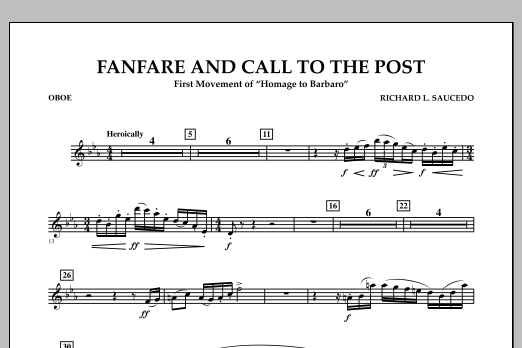 Richard L. Saucedo Fanfare and Call to the Post - Oboe Sheet Music Notes & Chords for Concert Band - Download or Print PDF