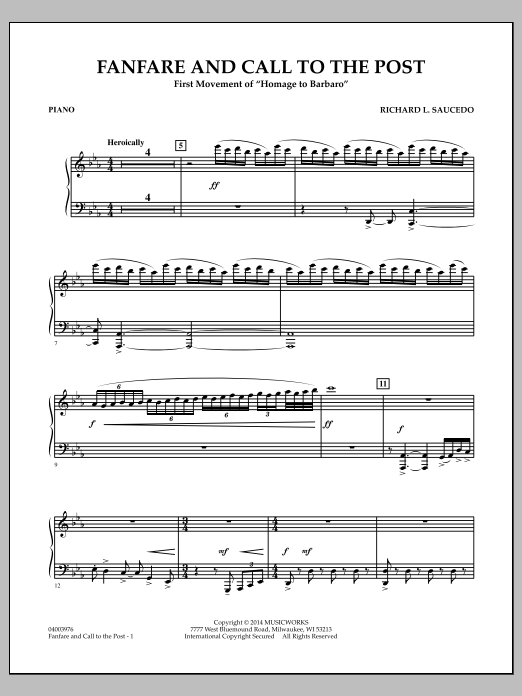 Richard L. Saucedo Fanfare and Call to the Post - Piano Sheet Music Notes & Chords for Concert Band - Download or Print PDF