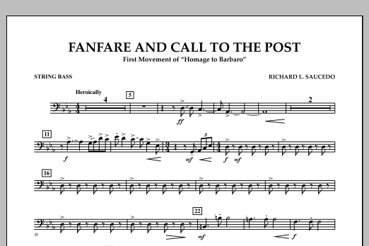 Richard L. Saucedo Fanfare and Call to the Post - String Bass Sheet Music Notes & Chords for Concert Band - Download or Print PDF