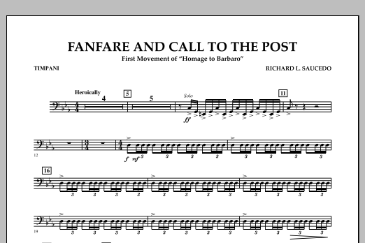 Richard L. Saucedo Fanfare and Call to the Post - Timpani Sheet Music Notes & Chords for Concert Band - Download or Print PDF