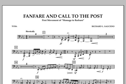 Richard L. Saucedo Fanfare and Call to the Post - Tuba Sheet Music Notes & Chords for Concert Band - Download or Print PDF