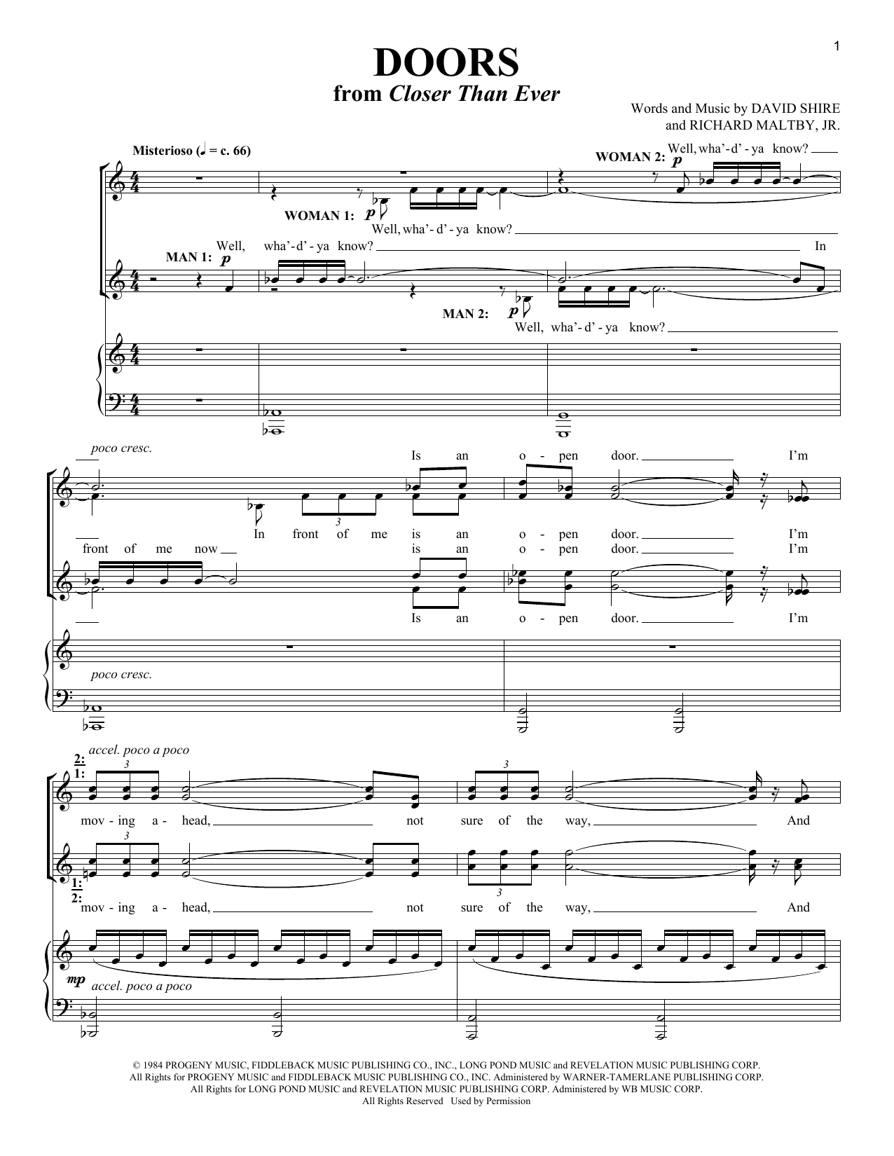 Richard Maltby, Jr. Doors Sheet Music Notes & Chords for Piano & Vocal - Download or Print PDF