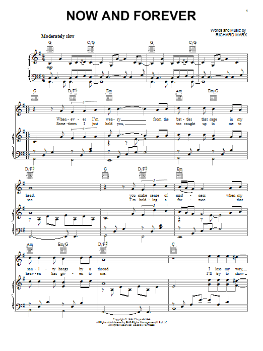 Richard Marx Now And Forever Sheet Music Notes & Chords for Easy Piano - Download or Print PDF