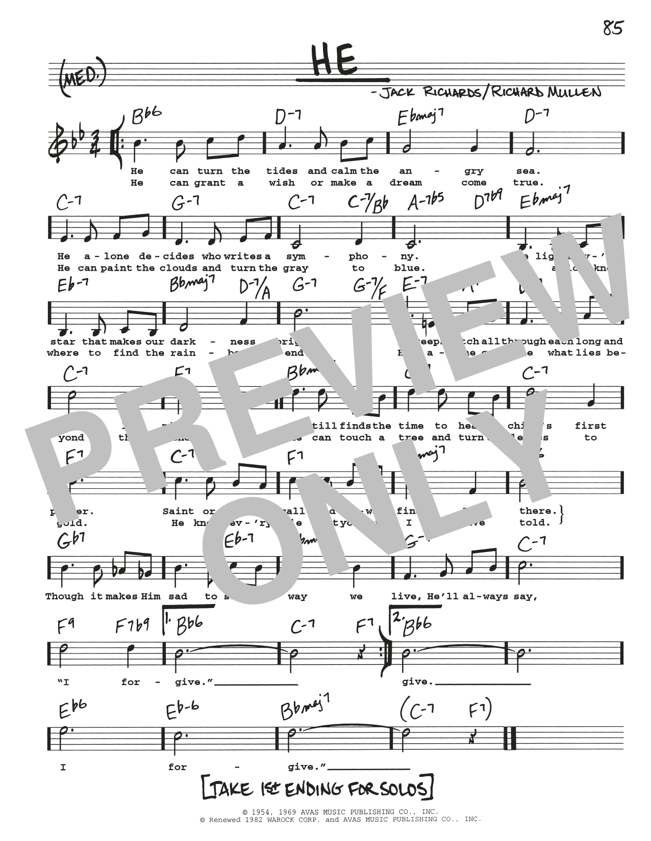 Richard Mullan He Sheet Music Notes & Chords for Real Book – Melody, Lyrics & Chords - Download or Print PDF