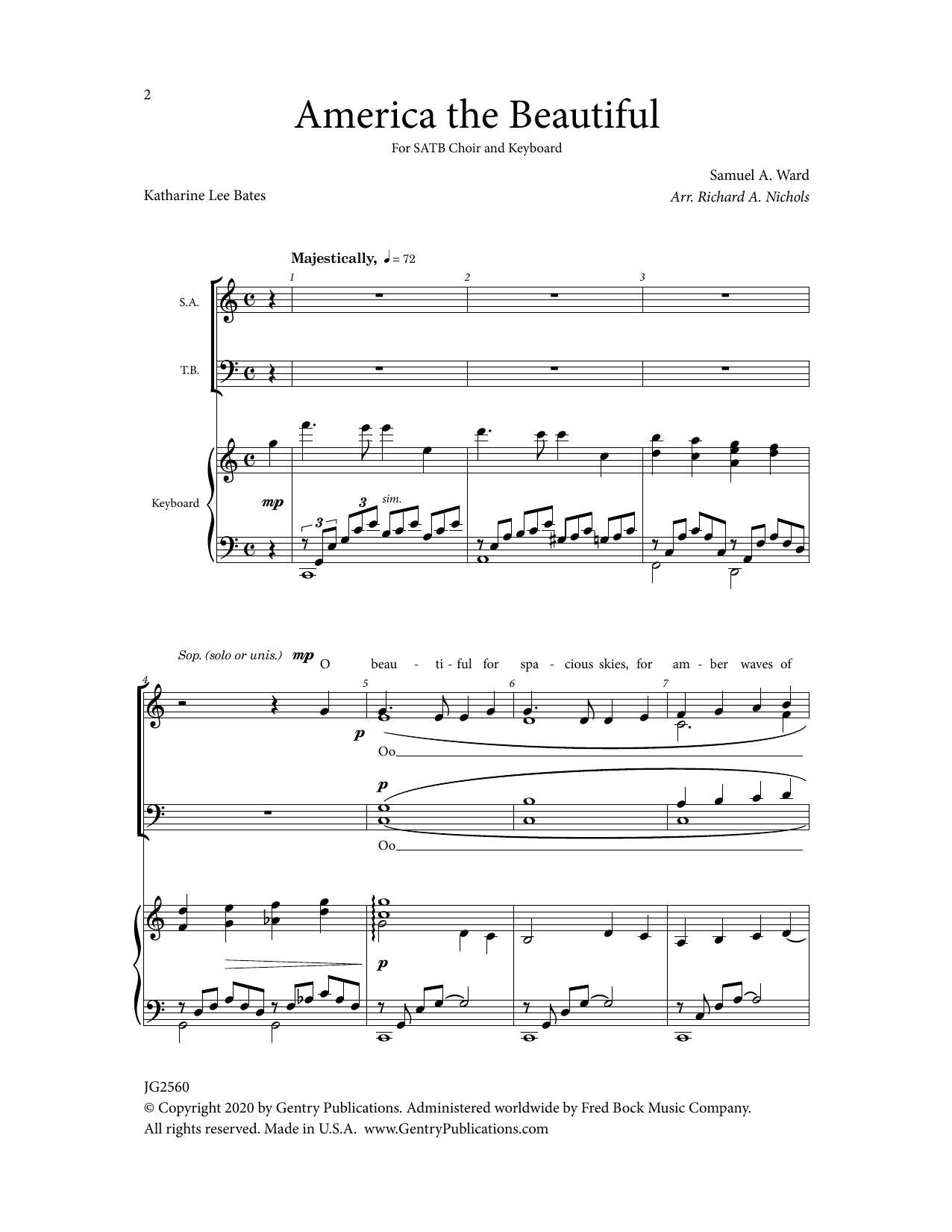 Richard Nichols America The Beautiful Sheet Music Notes & Chords for SATB Choir - Download or Print PDF