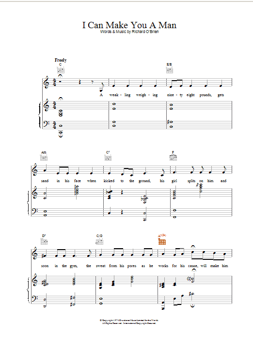 Richard O'Brien I Can Make You A Man Sheet Music Notes & Chords for Piano, Vocal & Guitar - Download or Print PDF