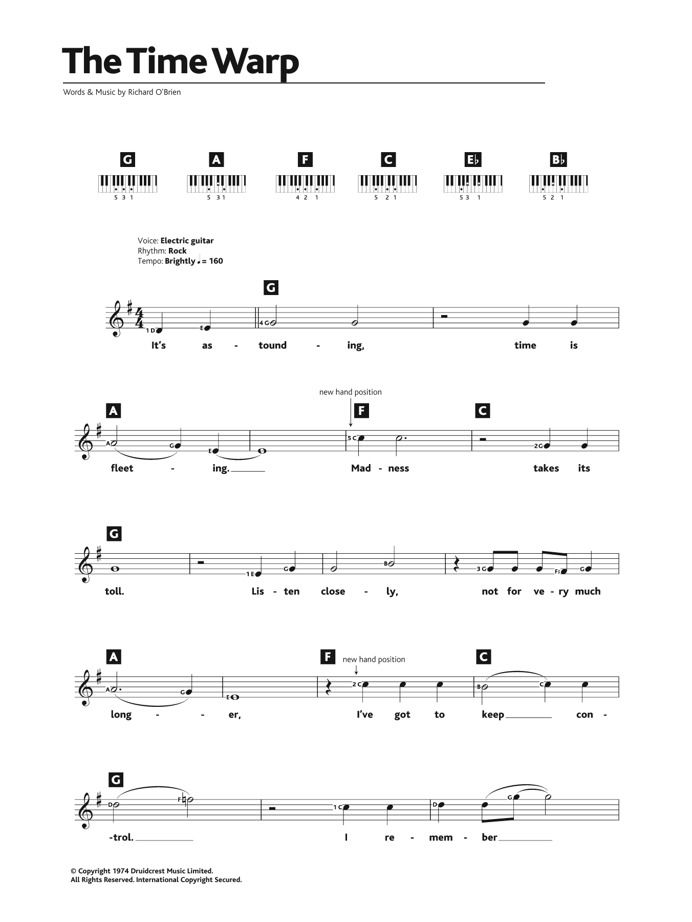 Richard O'Brien The Time Warp (from The Rocky Horror Picture Show) Sheet Music Notes & Chords for Beginner Piano - Download or Print PDF