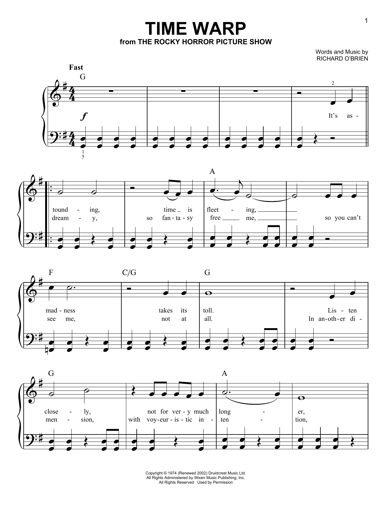 Richard O'Brien Time Warp (from The Rocky Horror Picture Show) Sheet Music Notes & Chords for Lead Sheet / Fake Book - Download or Print PDF