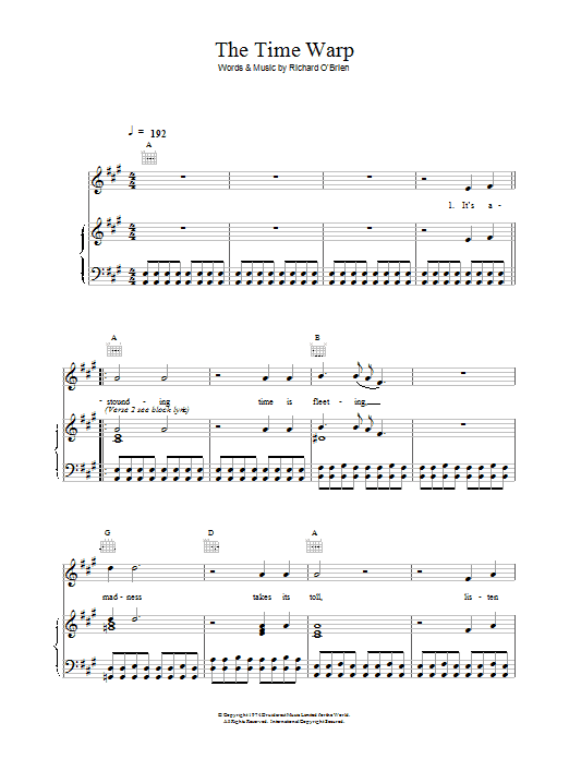 Richard O'Brien Time Warp Sheet Music Notes & Chords for Clarinet - Download or Print PDF