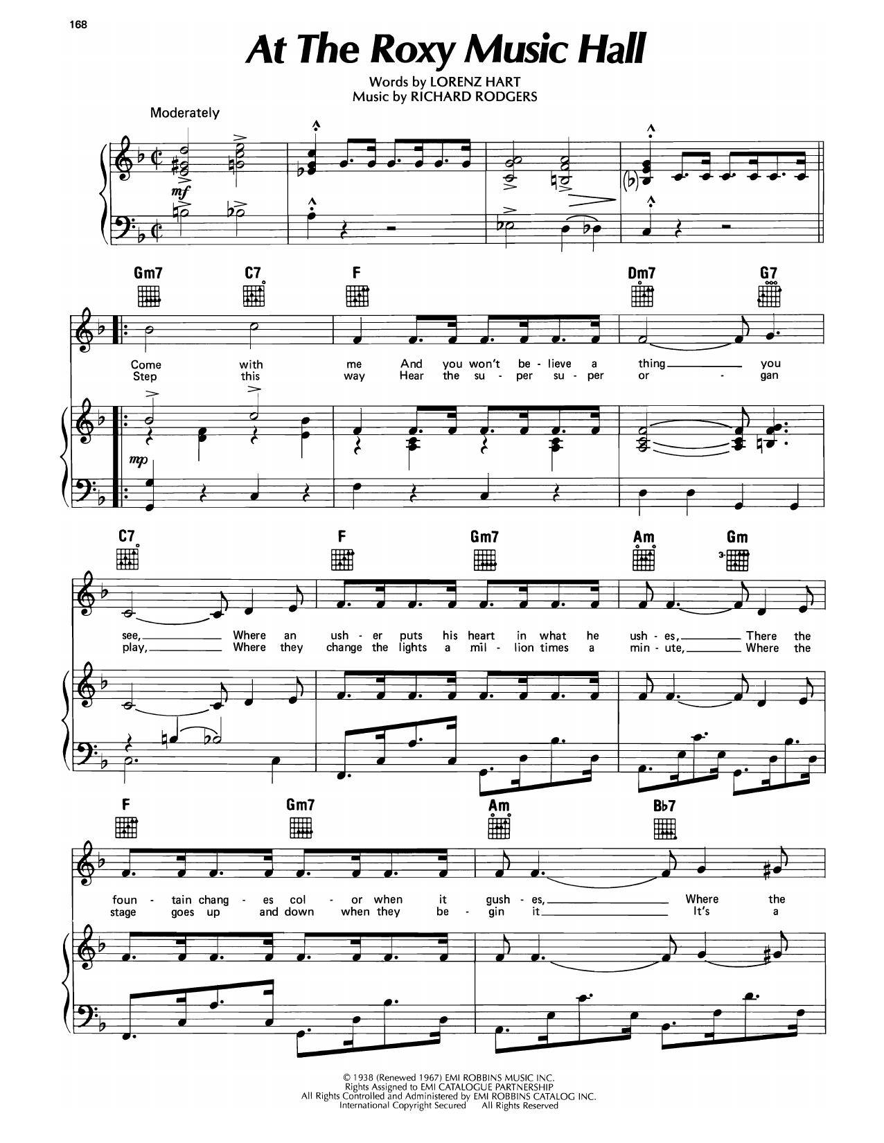 Richard Rodgers At The Roxy Music Hall (from I Married An Angel) Sheet Music Notes & Chords for Piano, Vocal & Guitar Chords (Right-Hand Melody) - Download or Print PDF