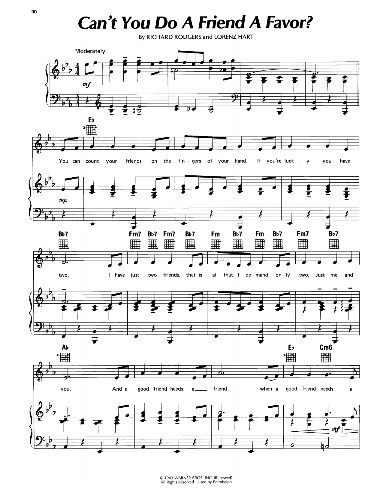 Richard Rodgers Can't You Do A Friend A Favor? (from A Connecticut Yankee) Sheet Music Notes & Chords for Piano, Vocal & Guitar Chords (Right-Hand Melody) - Download or Print PDF