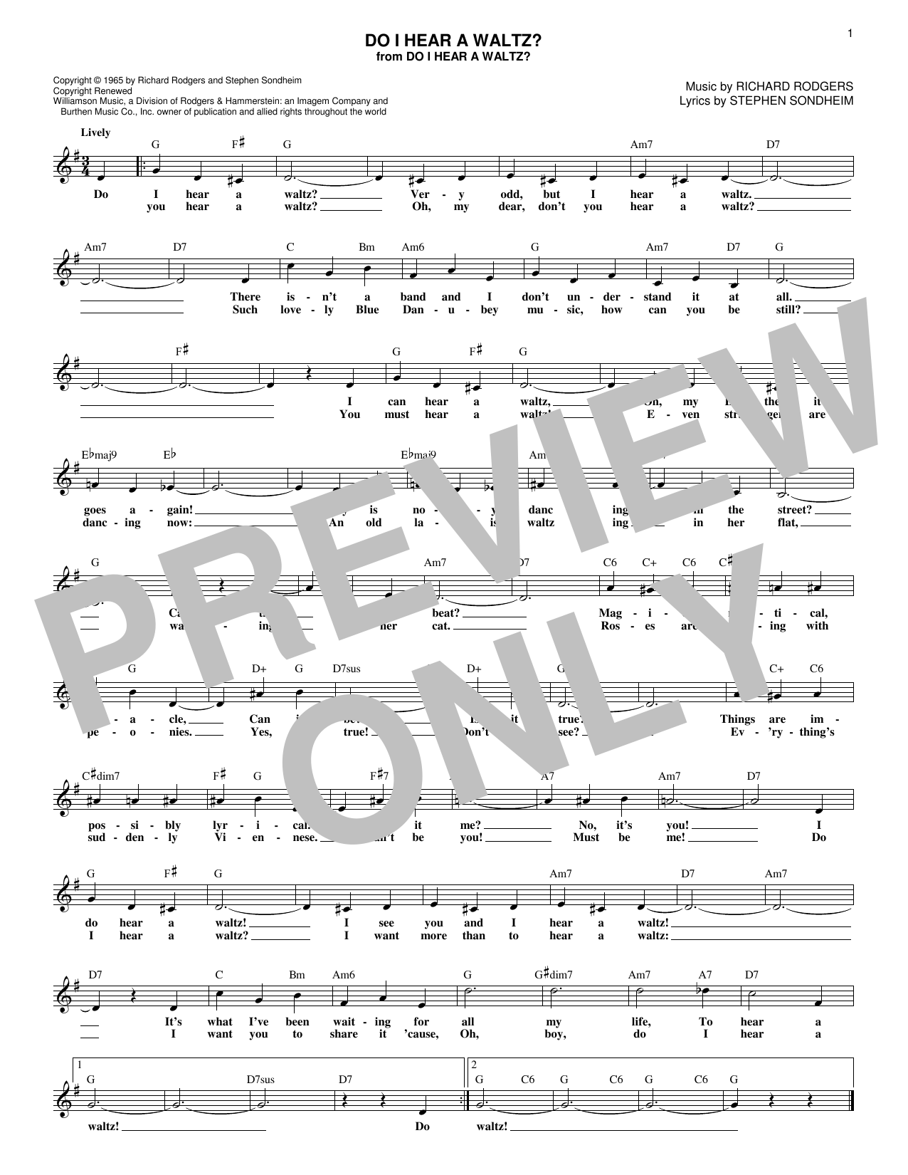 Richard Rodgers Do I Hear A Waltz? Sheet Music Notes & Chords for Melody Line, Lyrics & Chords - Download or Print PDF